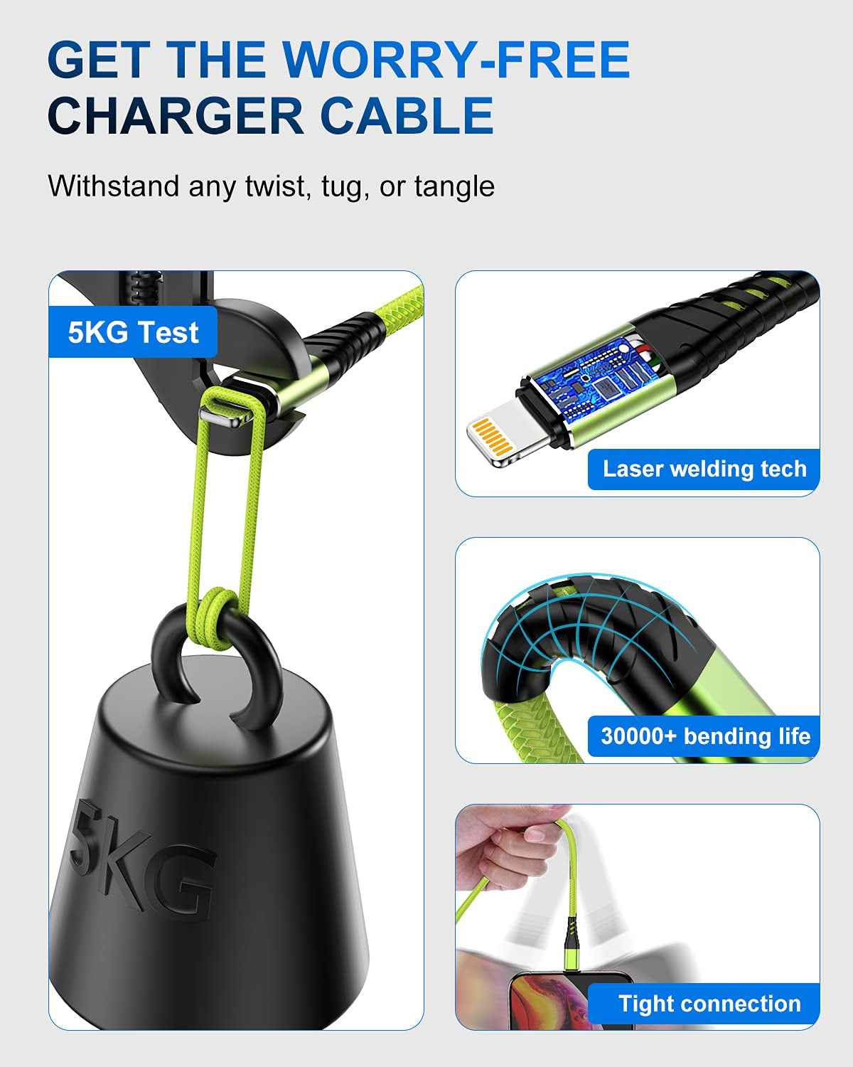 Long Iphone Charger 10Ft,2Pack 10 Feet Lightning Cables,Nylon Braided Data Sync Long 10 Feet Iphone USB Charging Cable Cord for Iphone 11 Case/11 Pro / 11 Pro Max/Xs/Xs Max/Xr/X/8,Ipad,Light Green